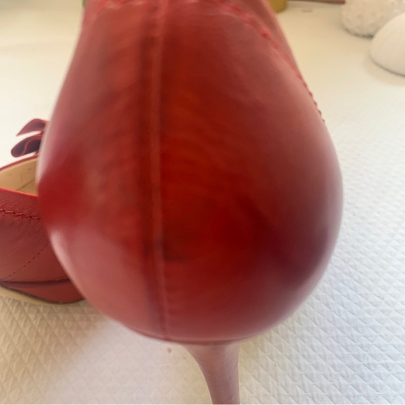 Tony Bianco Womens Red Leather Pump Stiletto Heels Peep Toe Slip On Size 8.5 - Picture 13 of 14
